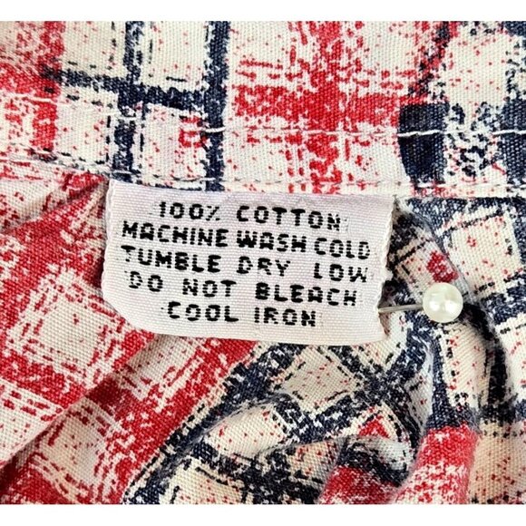 Womens Vintage Button Up Shirt Fitting Image XXL Cotton Hearts Country Cottage - Picture 9 of 14